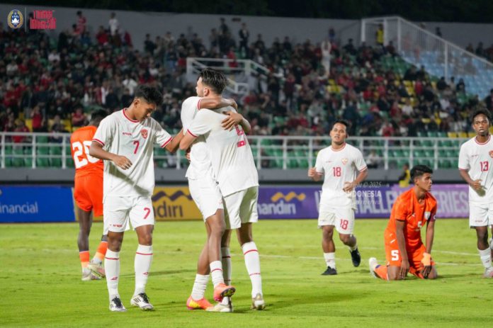 Timnas U-20 Indonesia menang telak atas India di ajang Mandiri Challenge Series 2025. (wartabanjar.com - Ist. PSSI)