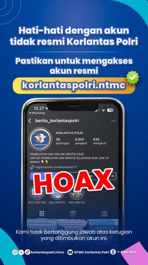 Korlantas Ingatkan Akun Hoaks Bukan Bagian Polri