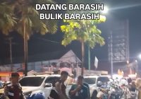 Personel Polres Banjarbaru dan Relawan Bersihkan Sampah Bekas Jemaah Haul Abah Guru Sekumpul