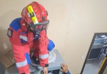 Damkar Banjar Tangkap Ular Sanca di Plafon Saluran AC Perusahaan di Kertak Hanyar