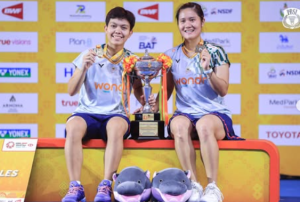 Ganda putri Indonesia, Fadia dan Lanny, merebut gelar juara Thailand Masters 2025. (wartabanjar.com - Ist. Badminton Ina)