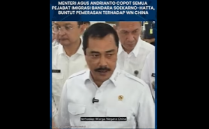 Video Menteri Agus Andrianto pecat semua pejabat Imigrasi Bandara Soekarno-Hatta. (Youtube Warta Banjar)