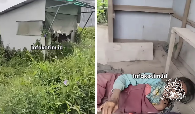 Wanita telantar di bangunan bekas warung di Ketapang, Kotim, Kalteng. (wartabanjar.com - Ist. @infokotim.id)
