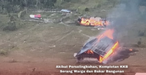 Bangunan yang dibakar KKB dippicu perselingkuhan antar kelompok mereka. (wartabanjar.com - Ist. Tribrata)