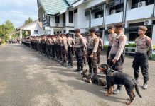 Polres Tala Turunkan Anjing Pelacak Amankan Unjuk Rasa Warga Desa Sumber Makmur