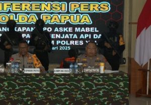 Polda Papua menggelar konferensi pers penangkapan Aske Mabel. (wartabanjar.com - Ist. Tribrata)