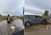 Mobil Terperosok di Akses Marabahan-Margasari Jalur ke Kandangan