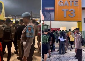 Pengamanan yang dilakukan jajaran Polres Banjar untuk laga Barito Putera vs Bali United di stadion Demang Lehman, Martapura, Senin. (wartabanjar.com - Ist. Polres Banjar)