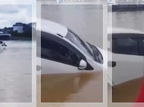 Detik-detik Mobil Tercebur ke Sungai Usai Ditabrak di Kapal Ferry, Warga Cepat Lakukan Evakuasi