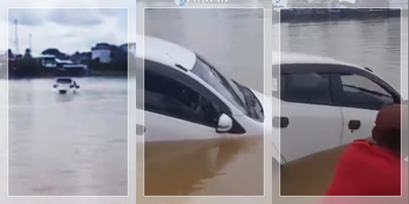Detik-detik Mobil Tercebur ke Sungai Usai Ditabrak di Kapal Ferry, Warga Cepat Lakukan Evakuasi