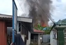 Kebakaran di Kitun Raya HST Dekat Pesantren Putra