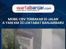 Mobil CRV Terbakar di Jalan A Yani Km 33 Loktabat Banjarbaru
