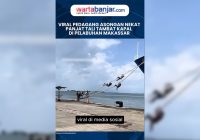 Viral Pedagang Asongan Nekat Panjat Tali Tambat Kapal di Pelabuhan Makassar