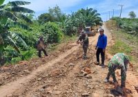 Satgas TMMD ke-123 Kotabaru Kejar Target Sasaran fisik utama Pengerasan Jalan Desa Talusi