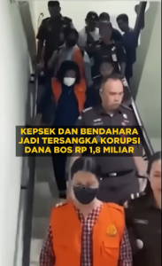 Tiga tersangka digiring oleh pihak kejaksaan untuk ditahan. (wartabanjar.com - Ist. @jaksapedia)