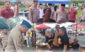 Kapolres Tanah Bumbu, AKBP Arief Prasetya, memantau kondisi Pasar Wadai Ramadhan di Desa Bersujud. (wartabanjar.com - Ist. Humas)