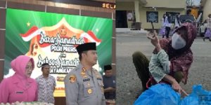 Kapolres Tanbu bersama Ketua Bhayangkari baksos kepada anggota dan ASN serta pekerja lepas harian. (wartabanjar.com - Ist. Humas)