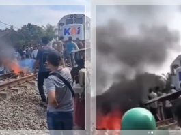 HEBOH! Warga Blokade Rel dengan Api! Adang Perjalanan Kereta dan Tuntut PT KAI Lakukan Ini