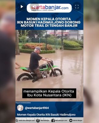 Momen Kepala Otorita IKN Basuki Hadimuljono Dorong Motor Trail di Tengah Banjir