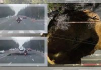 DETIK-DETIK! Pengendara Motor di Korea Selatan Tewas Ditelan Sinkhole Raksasa