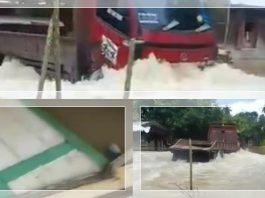 Aksi Ugal-Ugalan Sopir Truk, Ngebut di Lokasi Banjir Balangan, Ombak Pecahkan Kaca dan Jebol Pintu