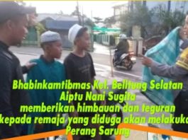 Bhabinkamtibmas Berikan Teguran Keras kepada Pelaku “Perang Sarung” di Banjarmasin Barat