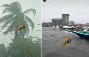 Badai di Tanjung Samalantakan, Kecamatan Pamukan Selatan, Kabupaten Kotabaru, Kalsel, Selasa pagi. (wartabanjar.com - Ist. @masyarakat.kotabaru)