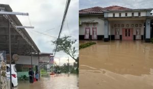 Banjir di Rangda Malingkung, Tapin Utara, Kabupaten Tapin, Kalsel, Rabu. (wartabanjar.com - Ist. @rmdhan26)