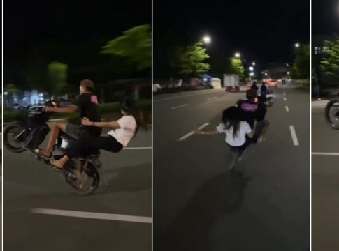 Viral! Sejoli Lakukan Aksi Freestyle Motor Berbahaya di Jalan Raya