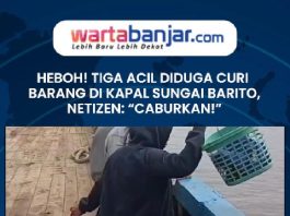 VIDEO - Heboh! Tiga Acil Diduga Curi Barang di Kapal Sungai Barito, Netizen: “Caburkan!”