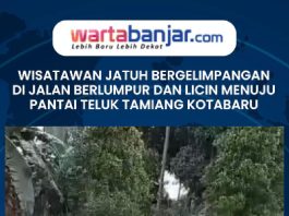 VIDEO - Wisatawan Jatuh Bergelimpangan di Jalan Berlumpur dan Licin Menuju Pantai Teluk Tamiang Kotabaru