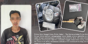 Tersangka MA dan barang bukti yang diamankan Satresnakorba Polres HSU. (wartabanjar.com - Ist. Humas)