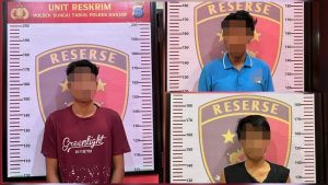 Tiga pelaku pengeroyokan di Sungai Tabuk ditangkap Satreskrim Polres Banjar kurang dari 12 jam. (wartabanjar.com - Ist. Humas