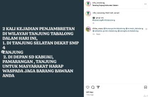 Jambret di Kabupaten Tabalong terjadi dua kali dalam satu hari. (wartabanjar.com - Ist. @info_tabalong)