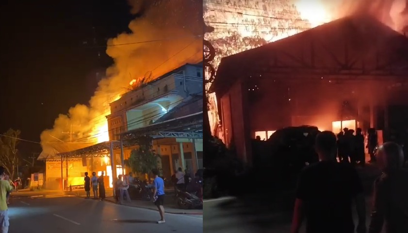 Kebakaran di Matah, Tanah Laut, Minggu malam (wartabanjar.com - Ist. Kiriman warga)