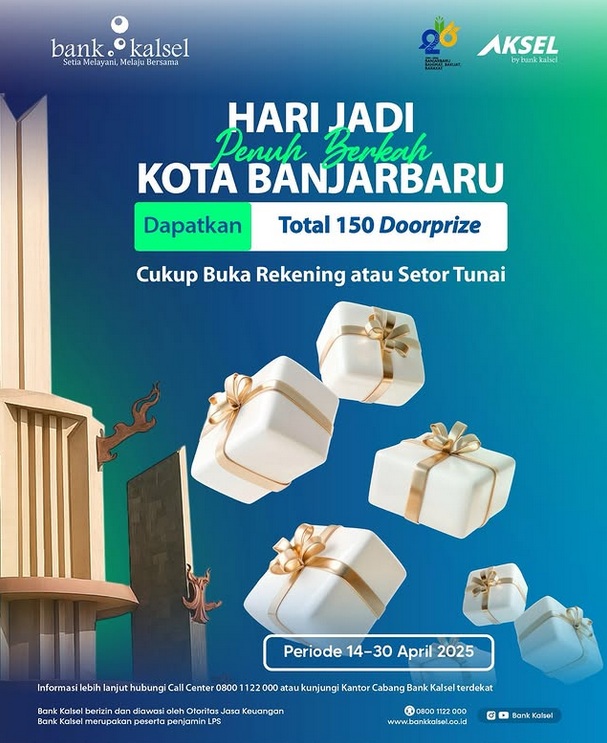 Bank Kalsel Bagikan Doorprize untuk 10 Nasabah Beruntung Meriahkan HUT ke 26 Kota Banjarbaru