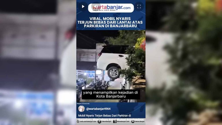 VIDEO - Viral, Mobil Nyaris Terjun Bebas Dari Lantai Atas Parkiran di Banjarbaru