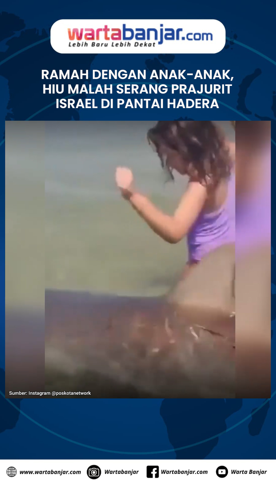 VIDEO - Ramah dengan Anak-anak, Hiu Malah Serang Prajurit Israel di Pantai Hadera, Netizen: “Penghuni Laut Pun Jadi Hizbullah”