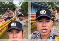 Aksi Polisi Lahei Terjang Banjir Viral di TikTok, Netizen Soroti Kapolsek yang Tetap di Perahu