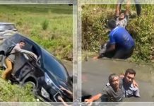 TRAGIS! Niat Menolong Malah Celaka! Dua Mobil Masuk Parit di Tanah Bumbu, Warga Jadi Korban