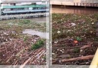 Pampangan Tutup Sungai Martapura, Lalu Lintas Air Bawah Jembatan Antasari Terhambat