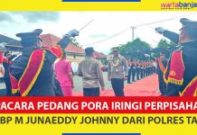 VIDEO - Upacara Pedang Pora Iringi Perpisahan AKBP M Junaeddy Johnny dari Polres Tala