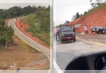TERULANG LAGI! Mobil Terguling di Jalan Gunung Papua Banjarbaru-Batulicin, Warga Diimbau Waspada