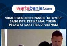 VIDEO - VIRAL! Presiden Perancis "Ditoyor" sang Istri Ketika Mau Turun Pesawat saat Tiba di Vietnam