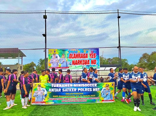 Olahraga Yes, Narkoba No! Polres HST Gelar Turnamen Minisoccer Antar Satuan