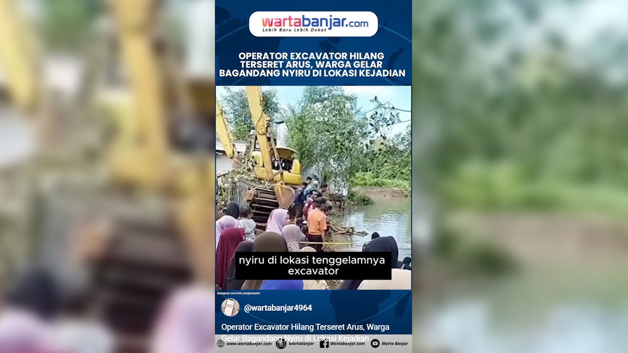VIDEO - Operator Excavator Hilang Terseret Arus, Warga Gelar Bagandang Nyiru di Lokasi Kejadian