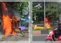 Warung Pinggir Jalan Terbakar Hebat di Kertak Hanyar, Api Menggila Dekat Pasar!