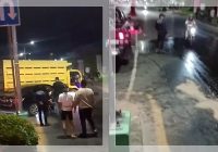 "Truk vs Sedan" di Jalan A Yani KM 33 Banjarbaru, Tumpahan Solar Bikin Puluhan Pengendara Terjatuh