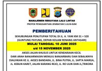Esok, Jalan A Yani km 31 Banjarbaru Mulai Ditutup