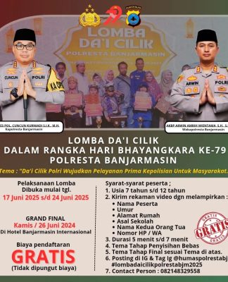 Lomba Dai Cilik Digelar Polresta Banjarmasin, Hadiah Jutaan Rupiah